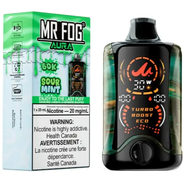 Mr Fog Aura Sour Mint 60K Puffs Disposable Vape