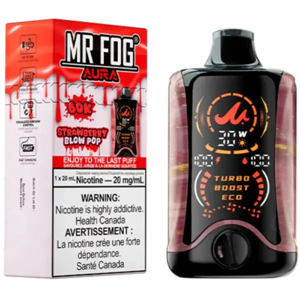 Mr Fog Aura Strawberry Blow Pop 60K Puffs Disposable Vape